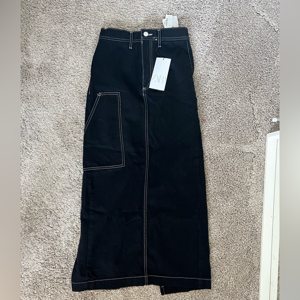 Zara black cargo/denim skirt
